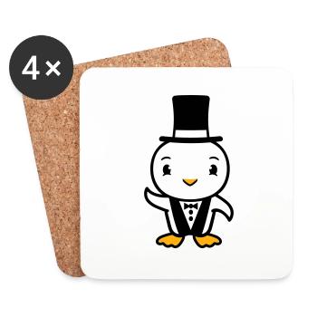 oiseau mari chapeau haut de forme costume mariage riche - Dessous de verre (lot de 4) - blanc - Devant