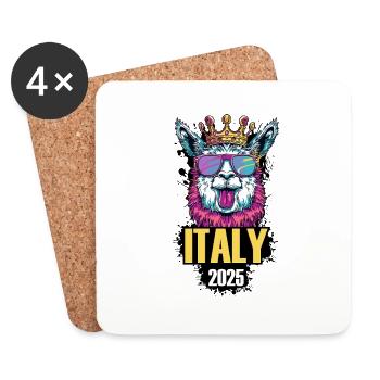 Italien 2025 Alpaka Party Urlaub - Untersetzer (4er-Set) - Weiß - Vorne