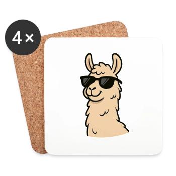 lama cool comic - Untersetzer (4er-Set) - Weiß - Vorne