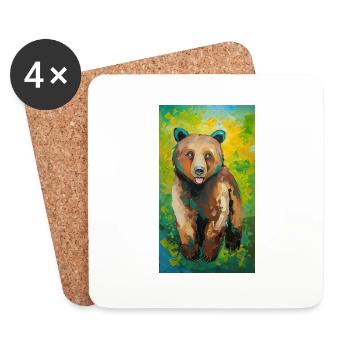 Peinture d’ours Bär Gemälde - Dessous de verre (lot de 4) - blanc - Devant