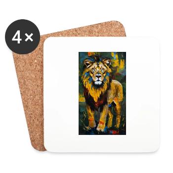 Lion Painting Lion Painting Africa Safari - Coasters (set of 4) - white - Front