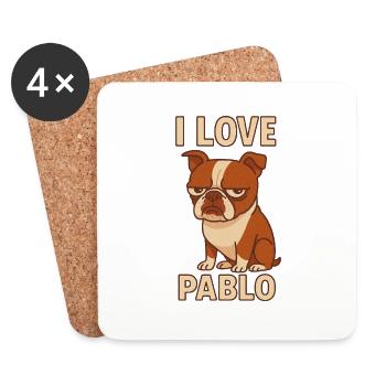 I Love Pablo the dog - Coasters (set of 4) - white - Front