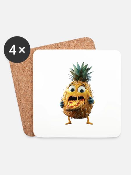Ananas - Untersetzer (4er-Set) - Weiß