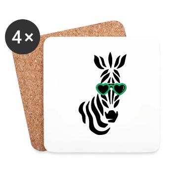 Cooles Zebra mit Sonnenbrille - Untersetzer (4er-Set) - Weiß - Vorne
