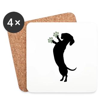 Adorable Dachshund Silhouette Design - Coasters (set of 4) - white - Front