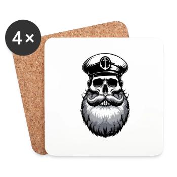 Capitaine Hambourg St Pauli Crâne de la ville hanséatique - Dessous de verre (lot de 4) - blanc - Devant