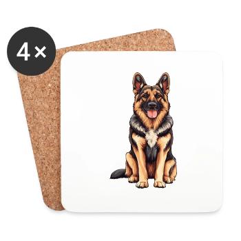 German Shepherd - Coasters (set of 4) - white - Front