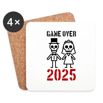 Game Over 2025 Wedding Couple - Coasters (set of 4) - white - Front