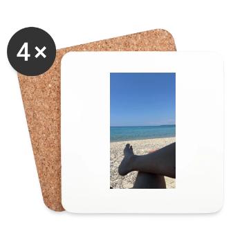 La Grèce sur la plage - Dessous de verre (lot de 4) - blanc - Devant