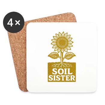Soil Sister – Sunflower Garden Lover Design - Coasters (set of 4) - white - Front