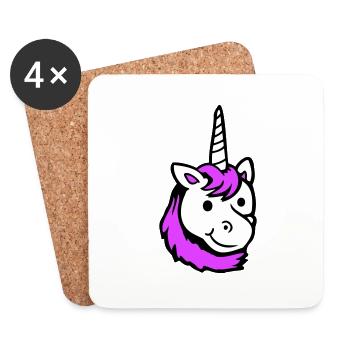 Einhorn Pink Süß Hübsch Freundlich Cartoon Pferd - Untersetzer (4er-Set) - Weiß - Vorne