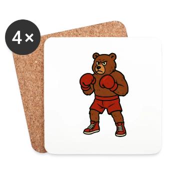 Bear Boxer - Coasters (set of 4) - white - Front