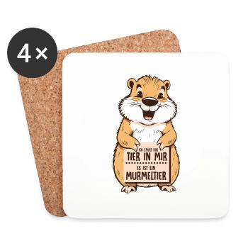 I feel the animal in me. It's a groundhog N - Coasters (set of 4) - white - Front