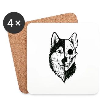 Husky Crâne Loup - Dessous de verre (lot de 4) - blanc - Devant