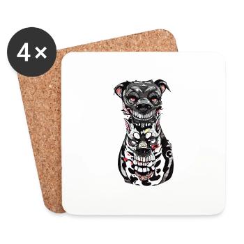 Düsterer Hund Illustration Druck - Untersetzer (4er-Set) - Weiß - Vorne