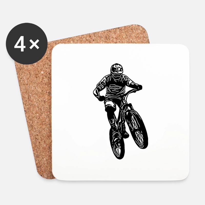 Mountainbiker springt mit Fahrrad - Untersetzer (4er-Set) - Weiß