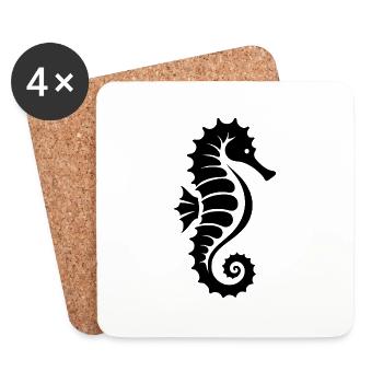 Cute little tattoo seahorse - Coasters (set of 4) - white - Front