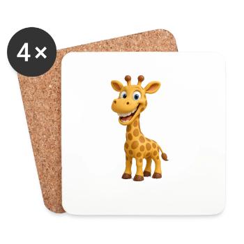 girafe amusante - Dessous de verre (lot de 4) - blanc - Devant
