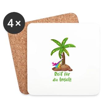reif für die insel,urlaub,ferien,palme,insel - Untersetzer (4er-Set) - Weiß - Vorne