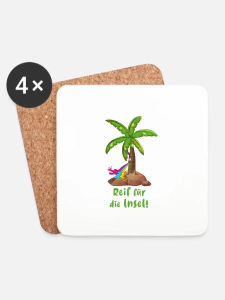 reif für die insel,urlaub,ferien,palme,insel - Untersetzer (4er-Set) - Weiß