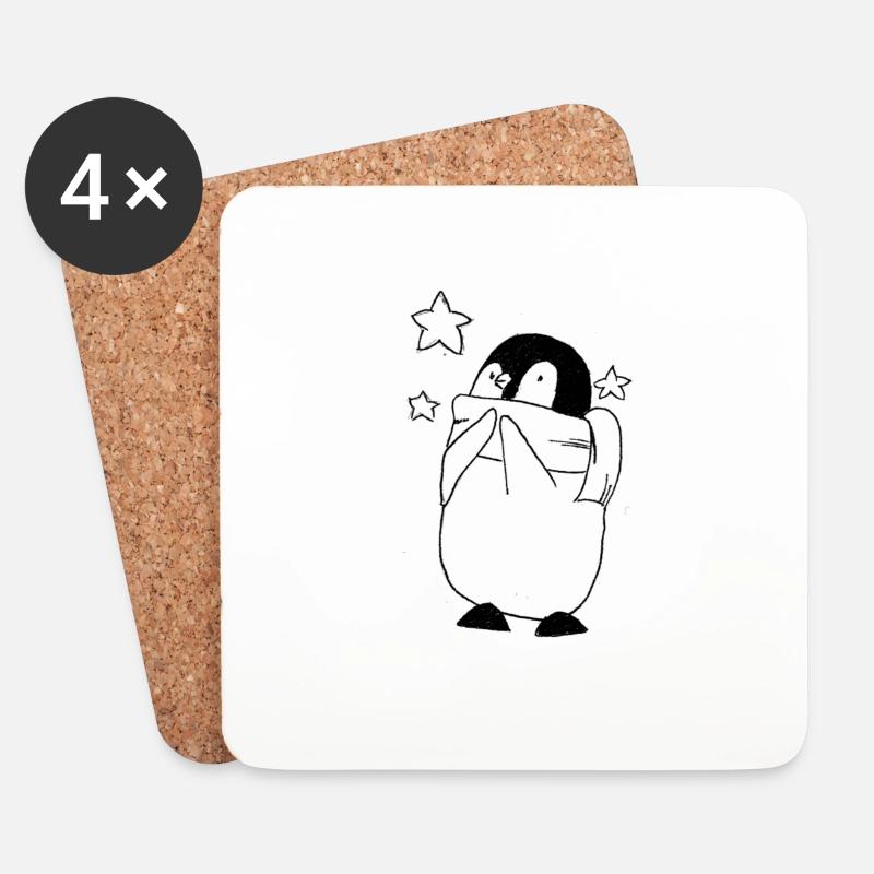 Pinguin mit sterne - Untersetzer (4er-Set) - Weiß