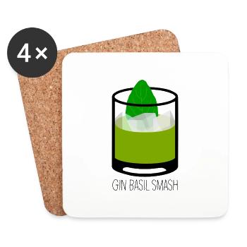 Gin Basil Smash Cocktail Alkohol - Untersetzer (4er-Set) - Weiß - Vorne