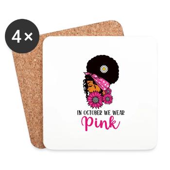 In October We Wear Pink for African women fighting - Coasters (set of 4) - white - Front