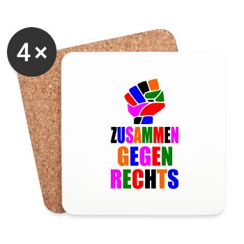 Zusammen gegen rechts - Untersetzer (4er-Set) - Weiß - Vorne