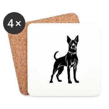 Pinscher Dog - Coasters (set of 4) - white - Front