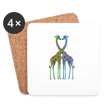 Giraffe heart with polka dots - Coasters (set of 4) - white - Front