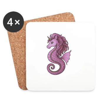 Seepferdchen-Einhorn Pink Violet - Untersetzer (4er-Set) - Weiß - Vorne