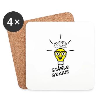 Nerd lightbulb and brain - Stable Genius - Coasters (set of 4) - white - Front