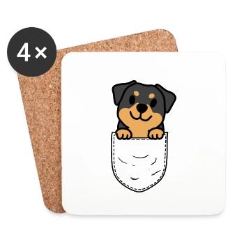 Rottweiler in Tasche Brusttasche Hund Geschenk - Untersetzer (4er-Set) - Weiß - Vorne