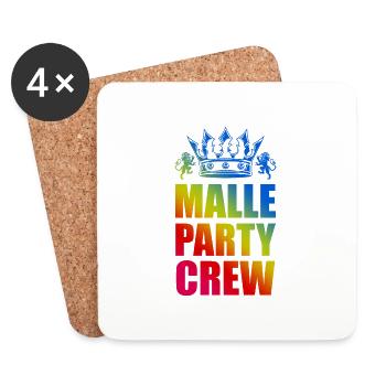 Malle Party Crew Spruch - Untersetzer (4er-Set) - Weiß - Vorne