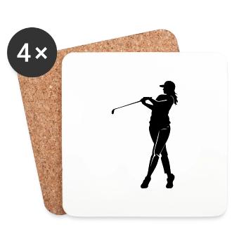 Golfer Frau Symbol - Untersetzer (4er-Set) - Weiß - Vorne