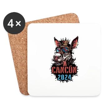 Cancun 2024 Âne des Fêtes - Dessous de verre (lot de 4) - blanc - Devant