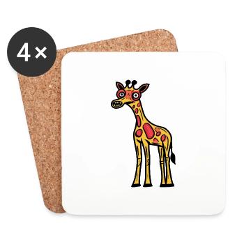 Girafe Halloween Bande Dessinée Zombie - Dessous de verre (lot de 4) - blanc - Devant