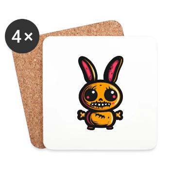 Lapin Halloween Bande Dessinée Zombie - Dessous de verre (lot de 4) - blanc - Devant