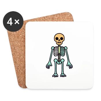 Skeleton Funny Halloween Comic - Coasters (set of 4) - white - Front