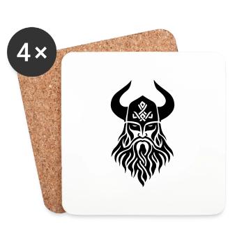Wikinger Odin Kopf Symbol - Untersetzer (4er-Set) - Weiß - Vorne