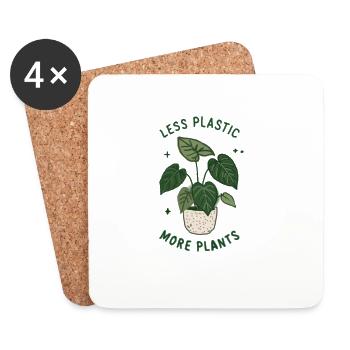Less Plastic More Plants - Eco Friendly Sustainabl - Coasters (set of 4) - white - Front