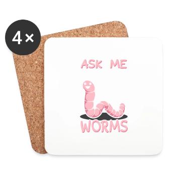 Ask Me About My Worms - Coasters (set of 4) - white - Front
