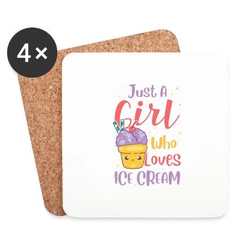 Girl Who Loves Ice Cream - Untersetzer (4er-Set) - Weiß - Vorne