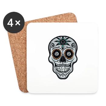 Skull Mexican Style, Día de Muertos - Untersetzer (4er-Set) - Weiß - Vorne