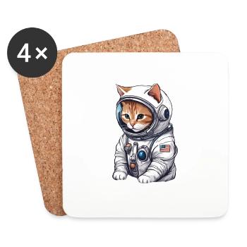 Cute cat as astronaut - Coasters (set of 4) - white - Front