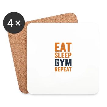Eat Sleep Gym Repeat Shirt - Untersetzer (4er-Set) - Weiß - Vorne