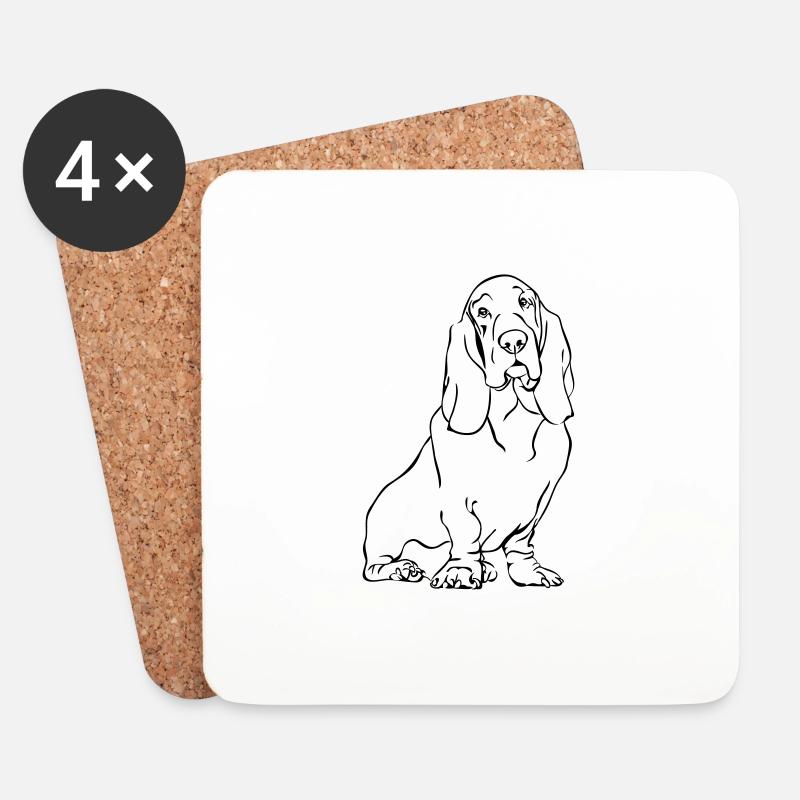 BASSET HOUND sitzend Hund Hunde Wilsigns - Untersetzer (4er-Set) - Weiß