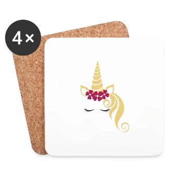 Unicorn glitter floral shirt gift idea - Coasters (set of 4) - white - Front