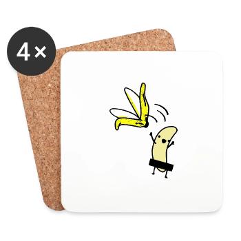 Banana without shell - Coasters (set of 4) - white - Front