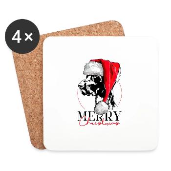 Santa DEUTSCH KURZHAAR Merry Christmas Wilsigns - Untersetzer (4er-Set) - Weiß - Vorne